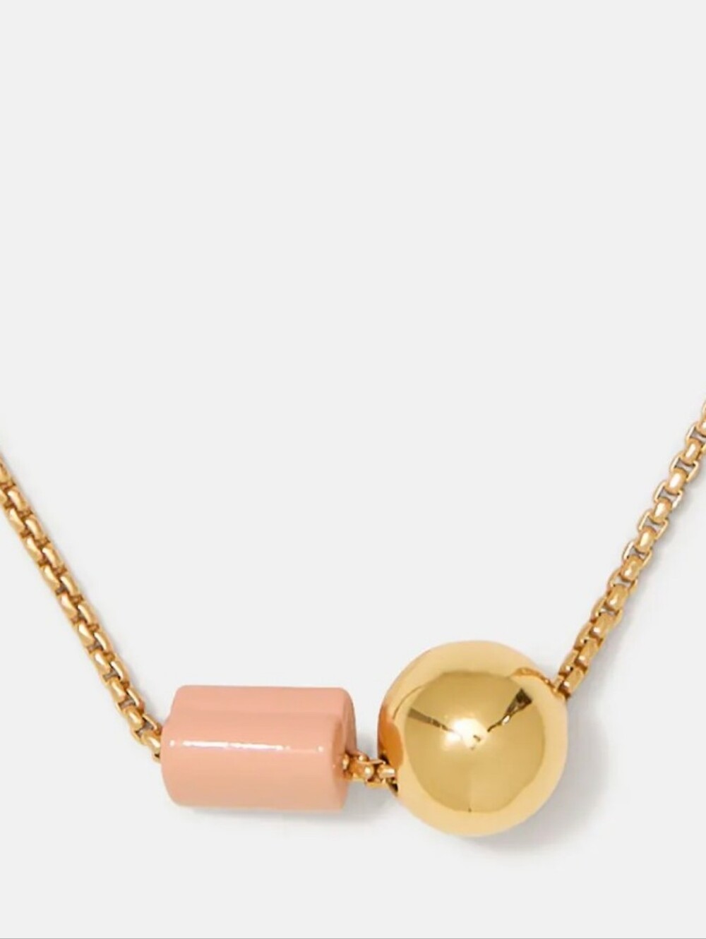 kate spade Gold Chain Necklace with Blush Pink Geometric Bead